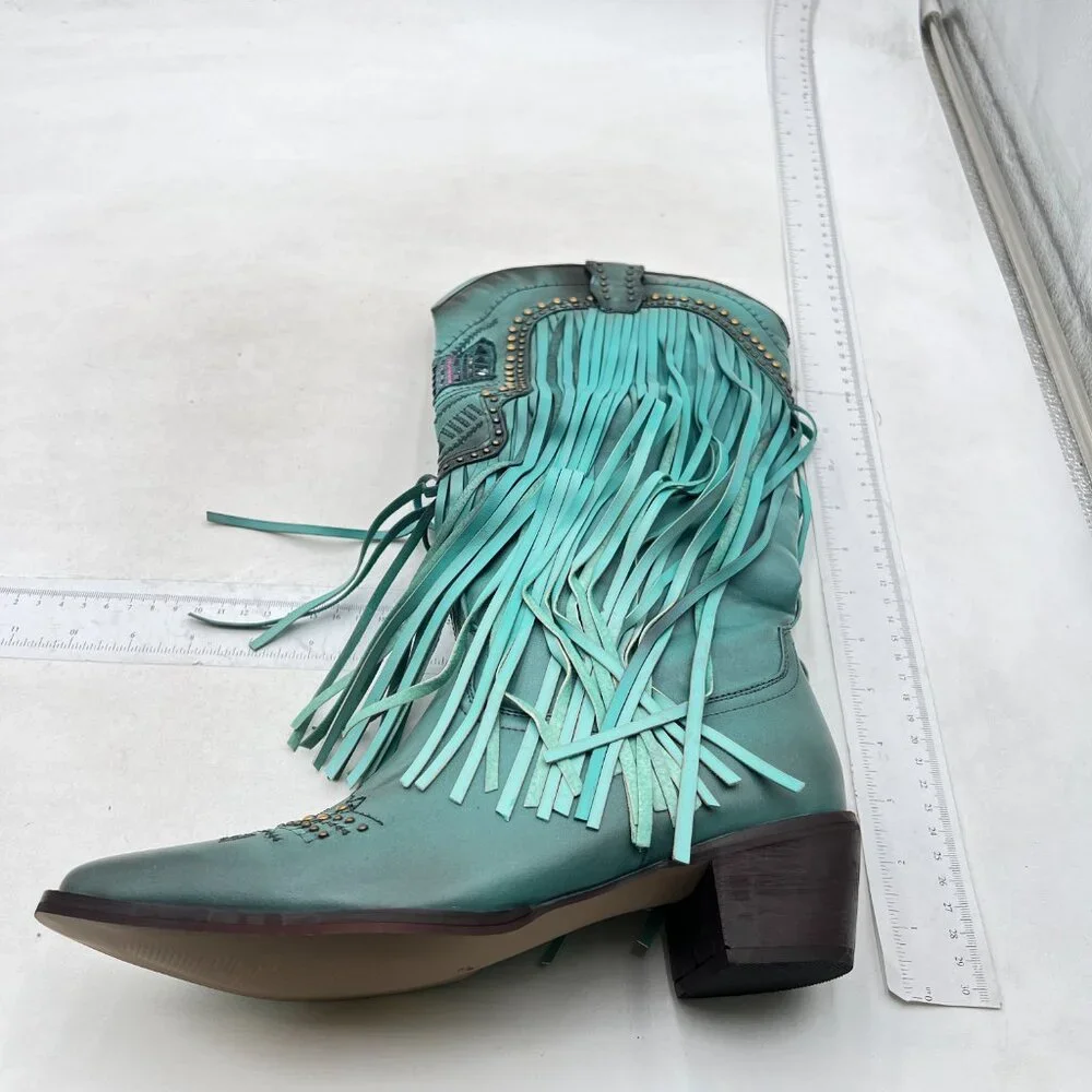 Perfect FESTIVAL Fringe Boots - Teal - Picture 2 of 8